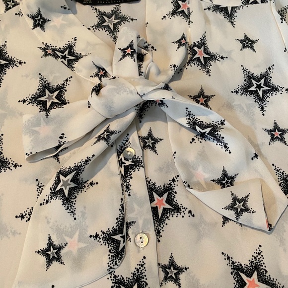 Zara Star top with bow black and white blouse - Picture 2 of 7